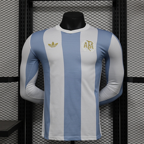 Maillot Joueur Argentine Anniversaire Manches Longues